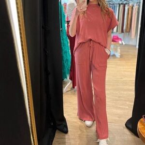 BLUMIN Ribbed Loungewear Set in Marsala